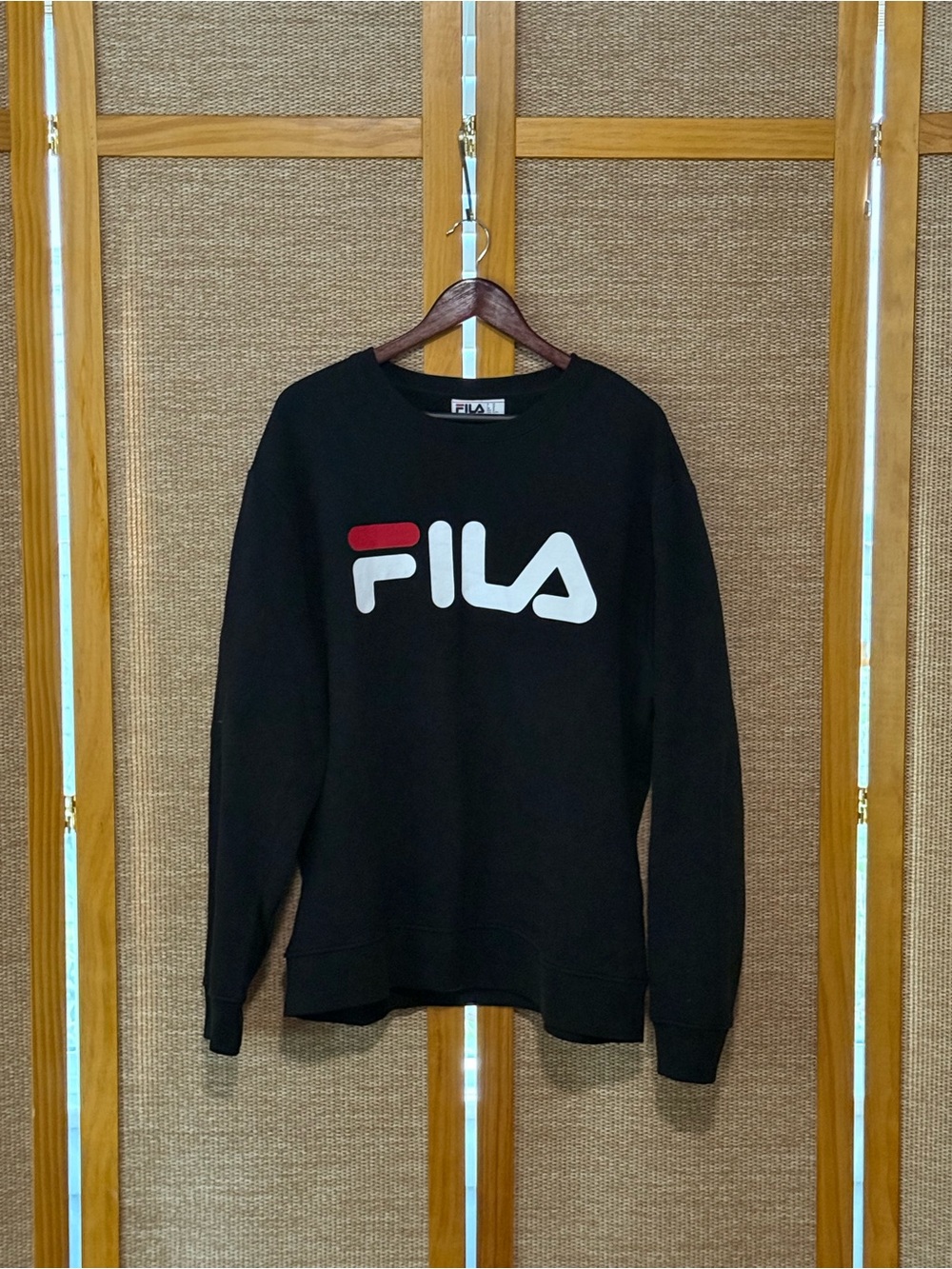 Fila Black Sweatshirt with White Logo and Red Accent